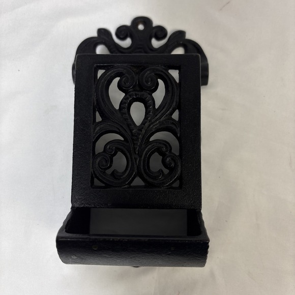 Vintage Cast Iron Match Stick Holder Striker DM H-2 Wall Mount Ornate 7" - Picture 8 of 8